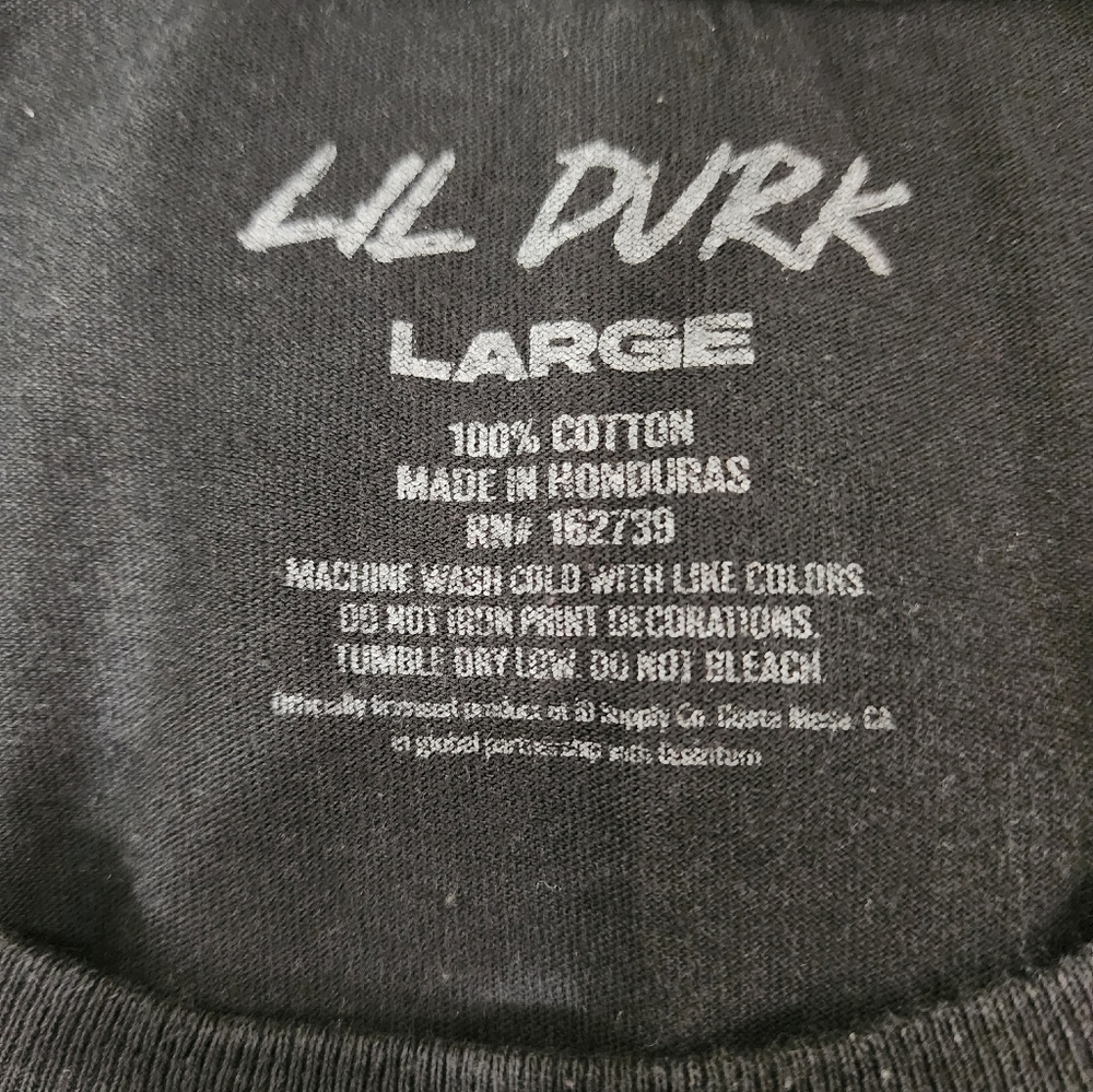 Lil Durk 100% Cotton Black Graphic T-Shirt Men's Large Used - Picture 2 of 3
